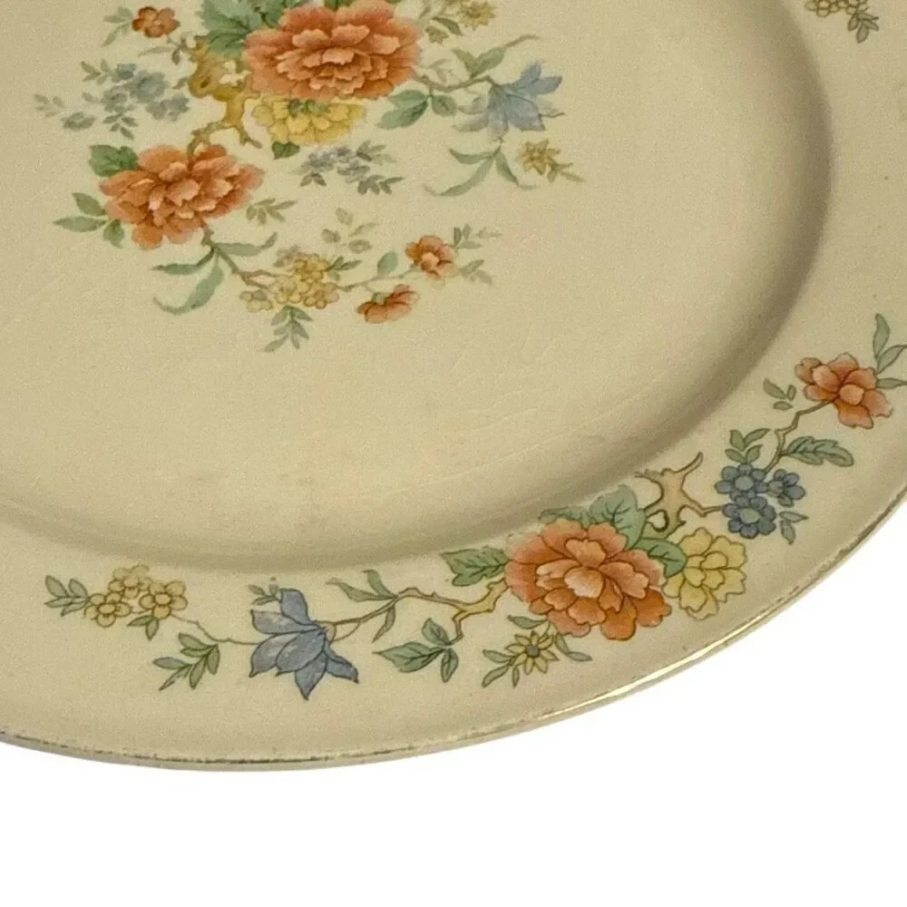 Edwin M. Knowles Gold Rimmed‎ Floral Dinner Plate